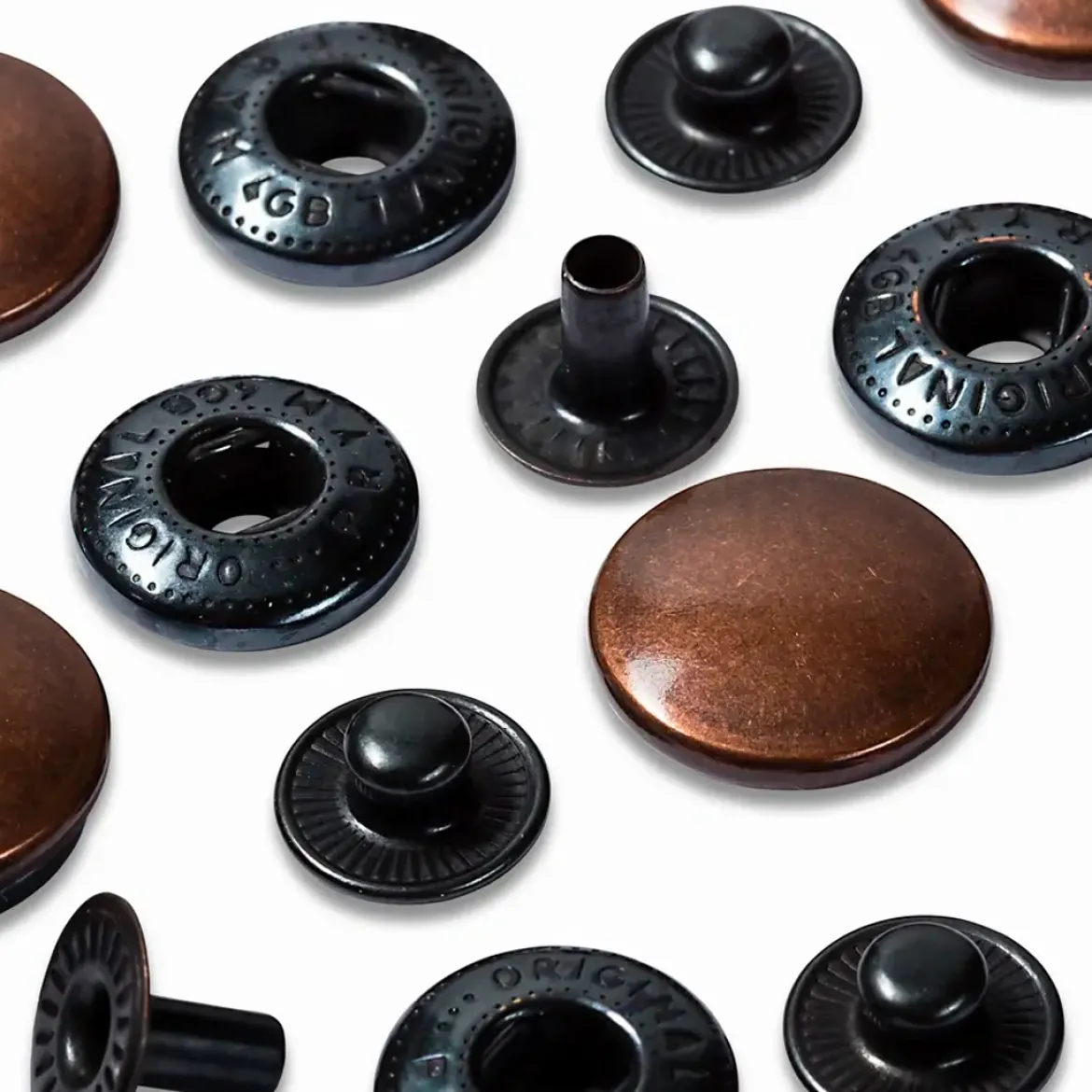 Bottoni pressione 15mm rame antico