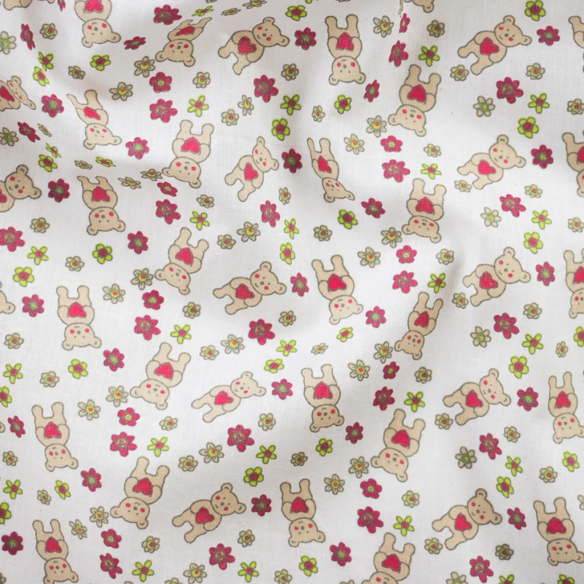 COTONE LEGGERO FIORI E ORSETTI