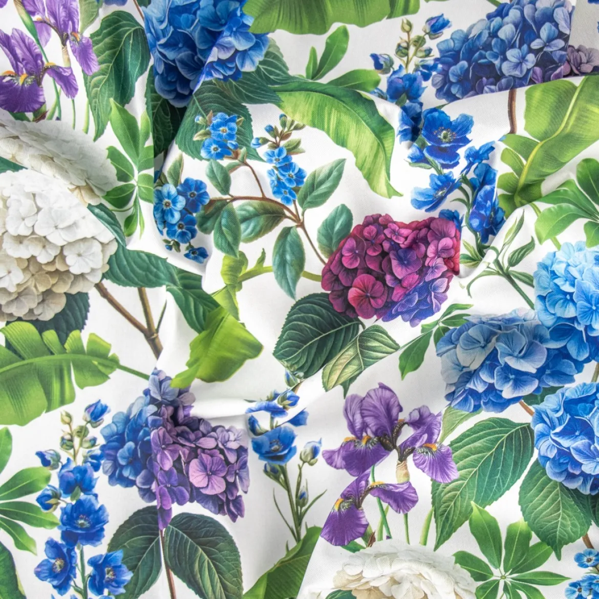 DRILL COTONE DIGITALE BLUE FLOWERS