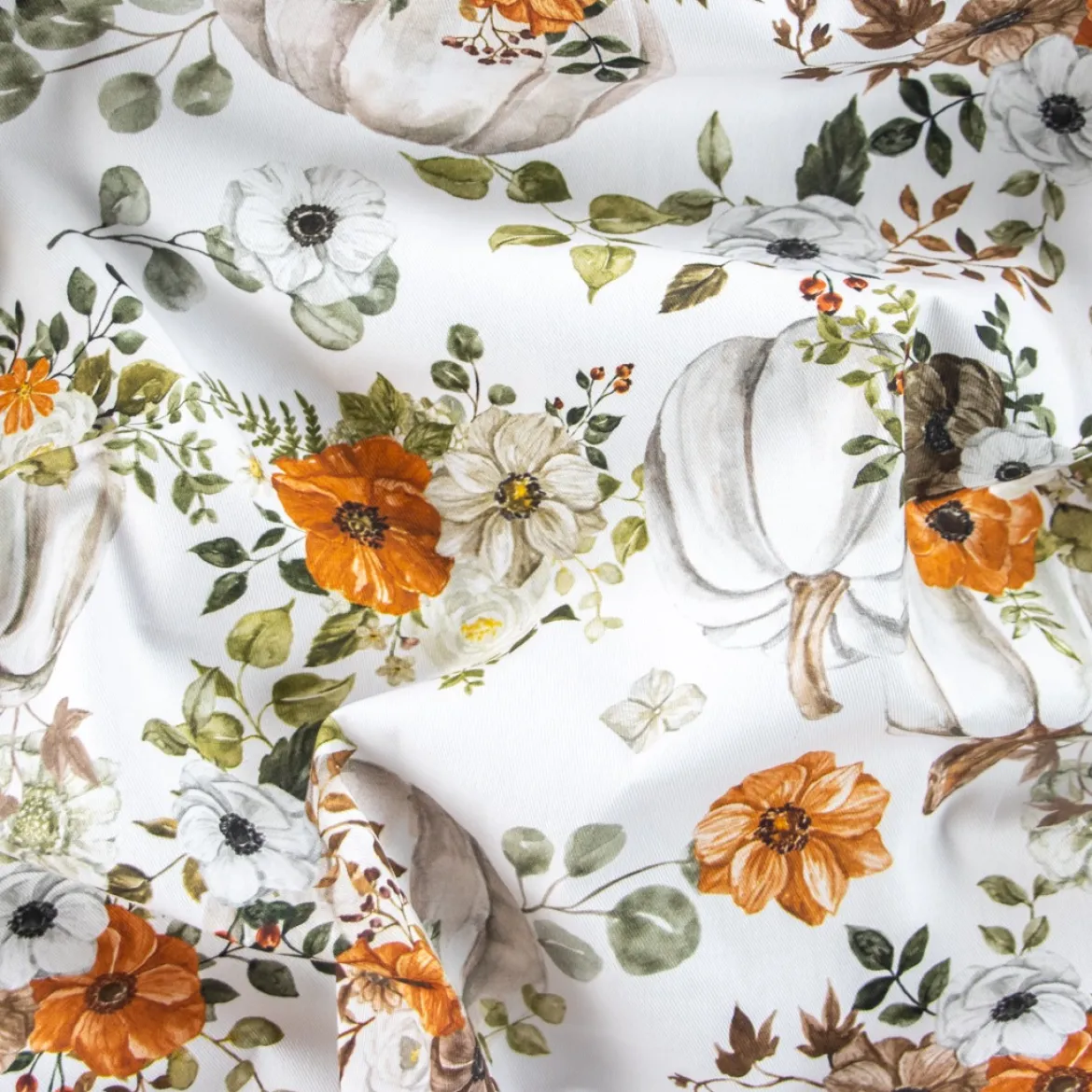 DRILL COTONE DIGITALE FIORI E ZUCCHE