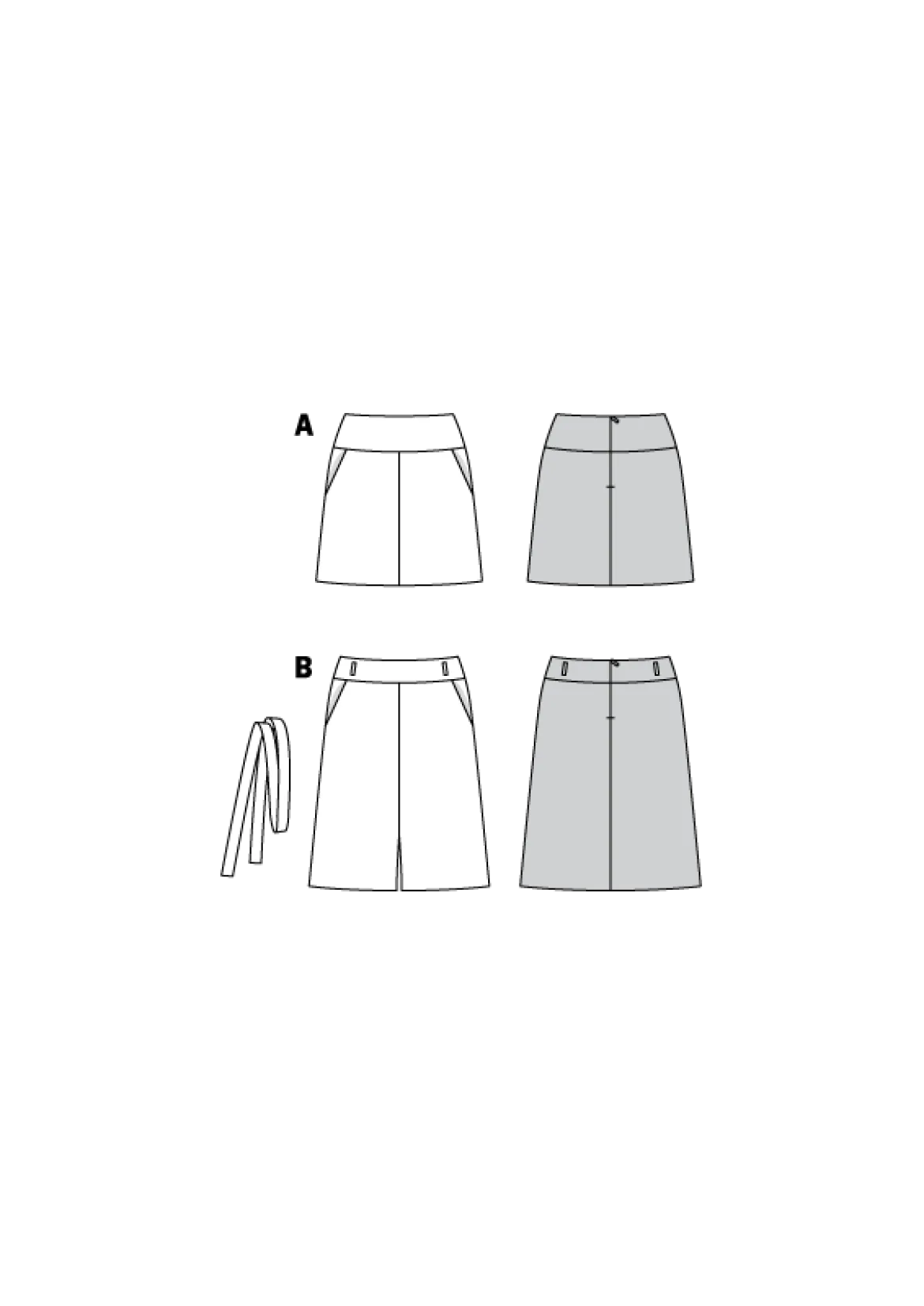 Gonna con Yoke -Tasche per hip yoke