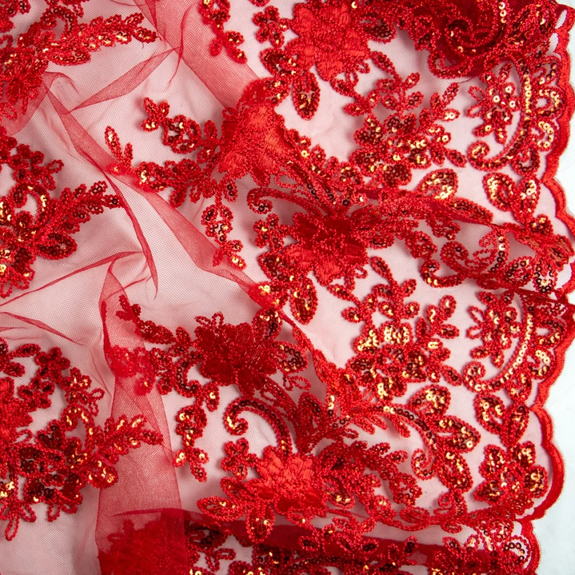 PIZZO RICAMATO PERLINE E PAILLETTES