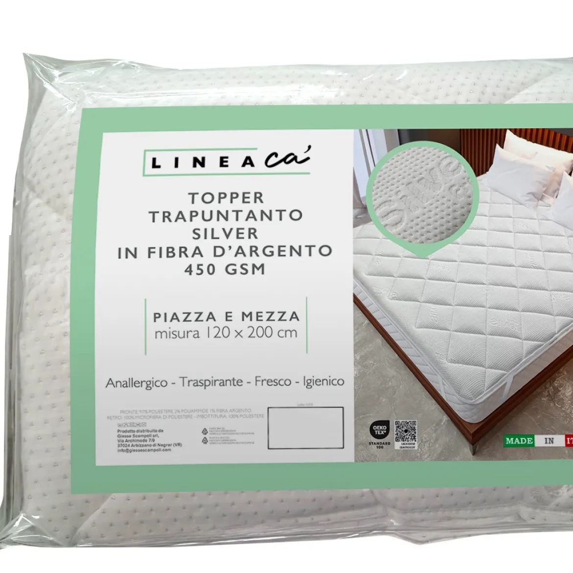 topper silver piazza e mezza 120x200
