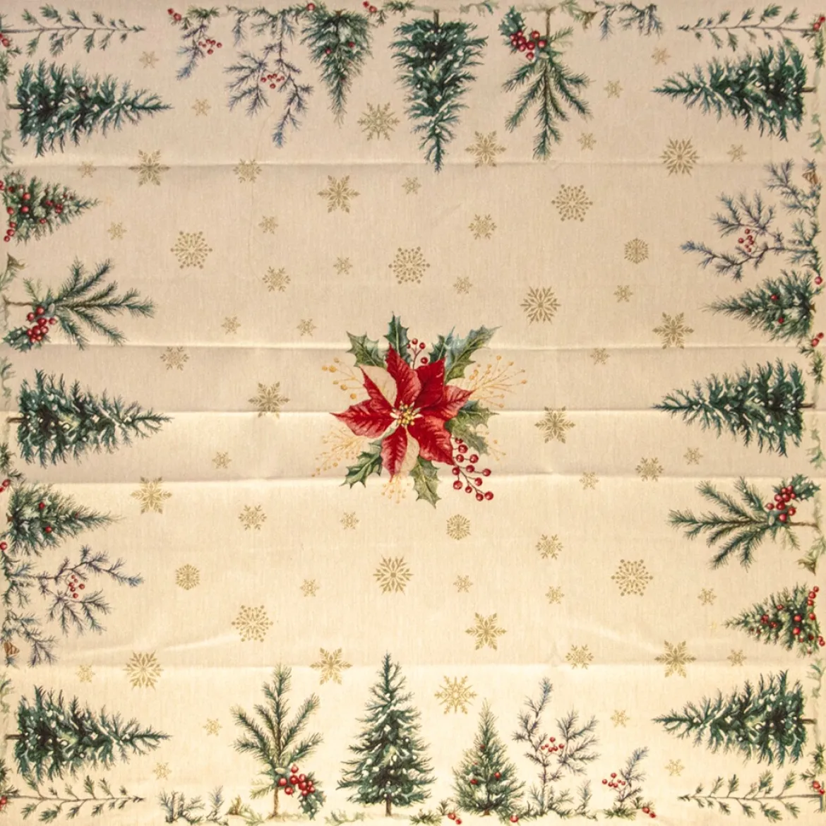 TOVAGLIA PIAZZATA 140X140 XMAS WOODS