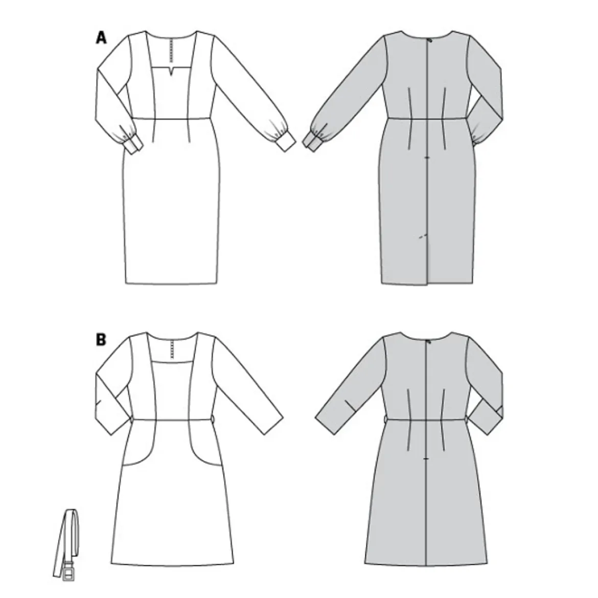 Vestito con scollo quadrato